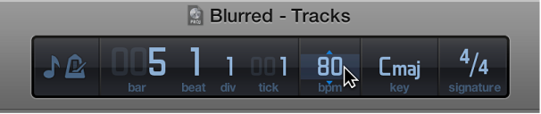Figure. Editing the tempo in the LCD.