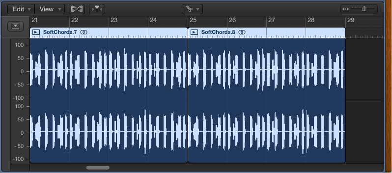 Figure. The Audio Track Editor with an audio region.