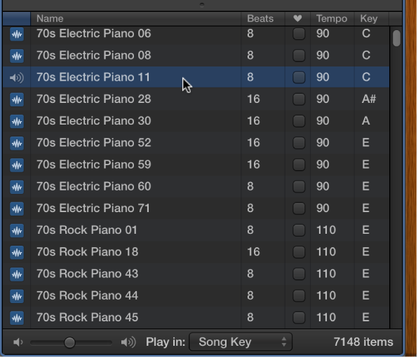 FIgure. The Loop Browser with a loop selected in the results list.