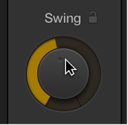 Figure. Dragging the Swing knob in the Drummer Editor.