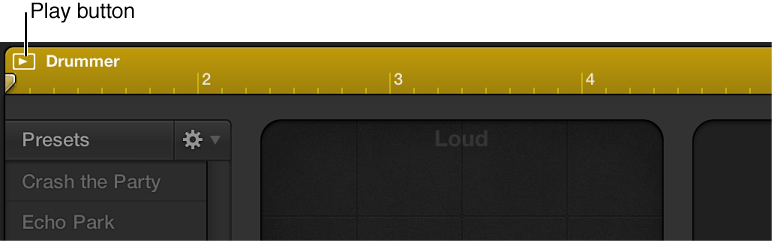 Figure. Play button in the Drummer Editor.
