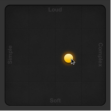 Figure. XY pad in the Drummer Editor.