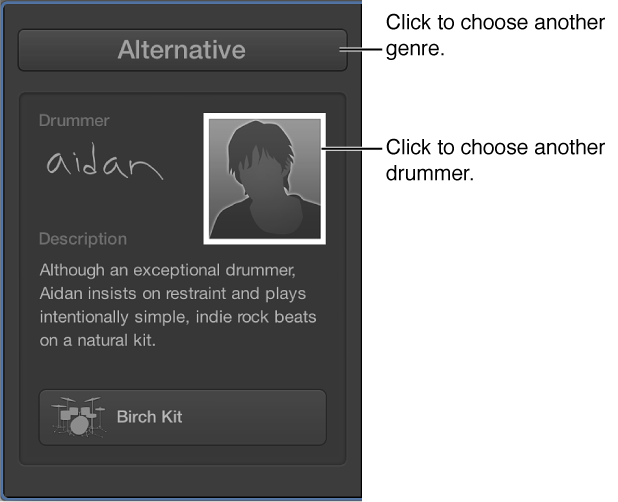 Figure. Showing how to choose another genre or drummer.