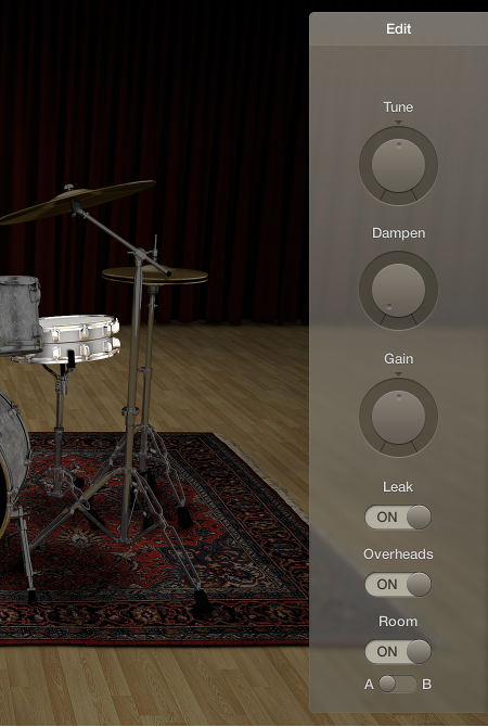 Figure. The Edit panel in Drum Kit Designer.
