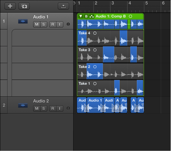 Figure. Showing the exported comp on a new track.