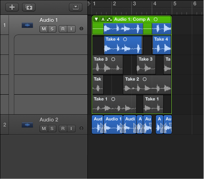 Figure. Showing the moved comp on a new track.