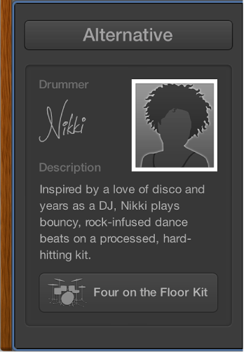 Figure. Drummer Editor showing drummer card.
