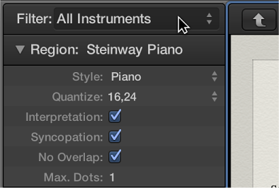 Figure. Score Set menu in the Inspector.