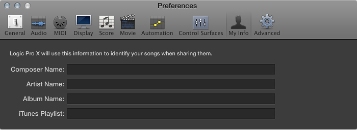 Figure. My Info preferences.