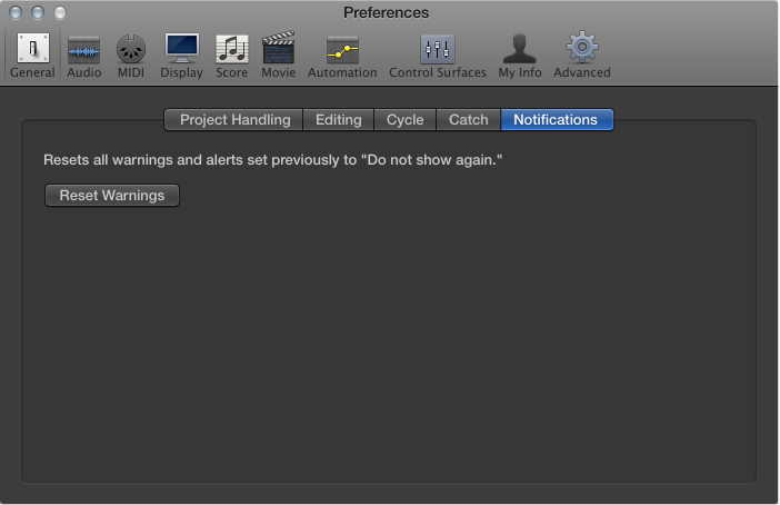 Figure. General Notifications preferences.