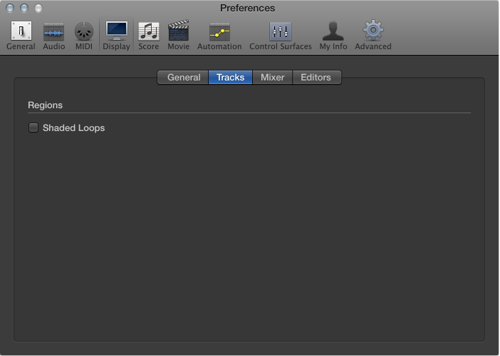 Figure. Tracks Display preferences.