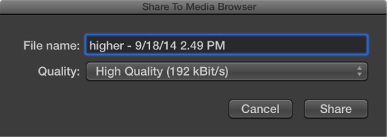 Figure. Share to Media Browser dialog.