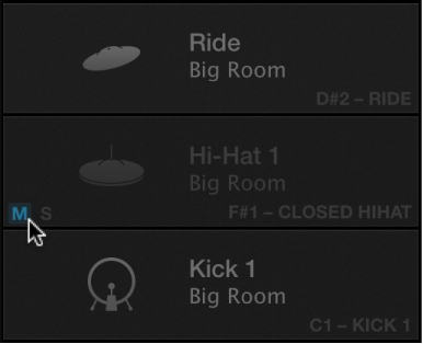 Figure. Drum Machine Designer showing a muted kit piece.