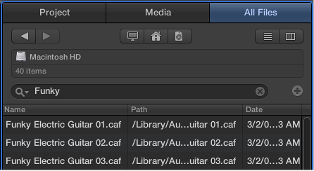 Figure. Search field in the All Files Browser.