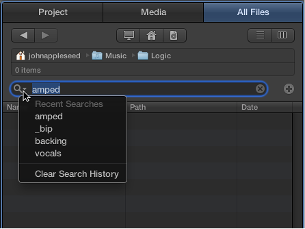 Figure. The magnifying glass pop-up menu in the All Files Browser.