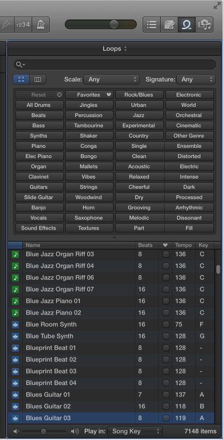 Figure. Loop Browser in Button view.