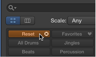 Figure. Reset button in the Loop Browser.
