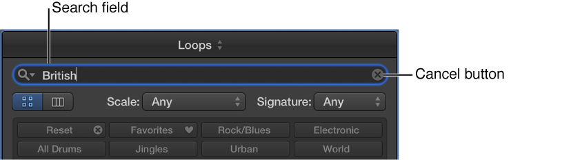 Figure. Search field in the Loop Browser.