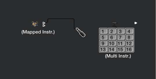 Figure. Connecting a cable between two objects.