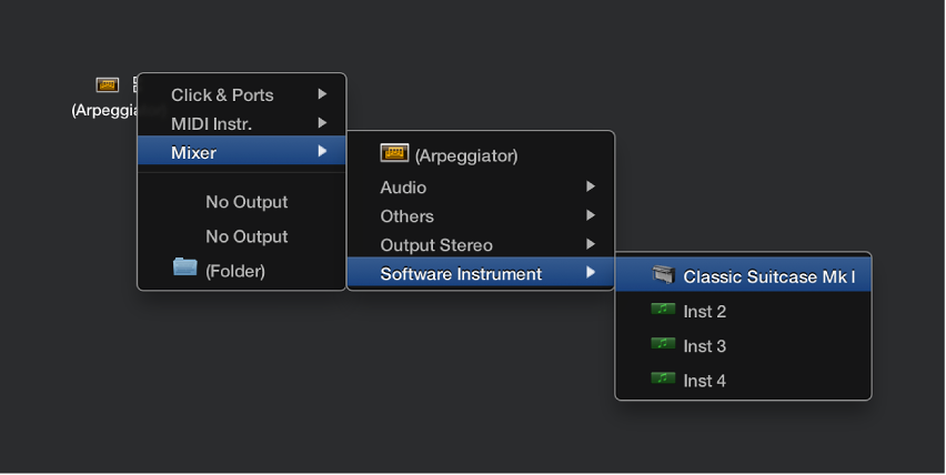 Figure. Choosing a destination object from the Reassign Track shortcut menu in the Environment window.