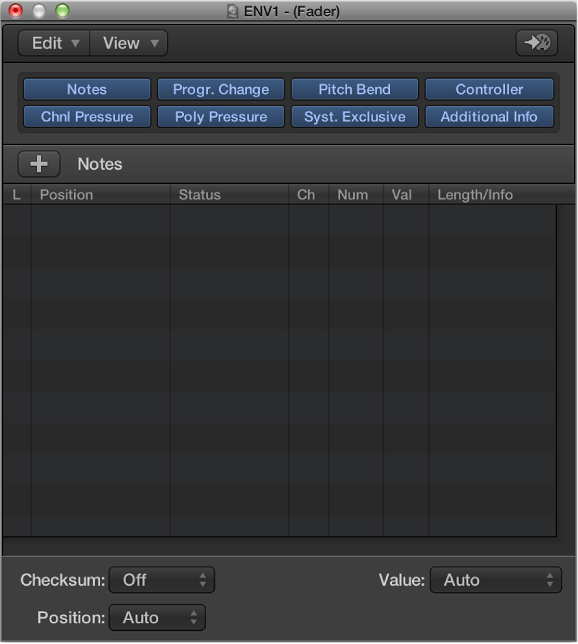 Figure. SysEx Fader Editor window.