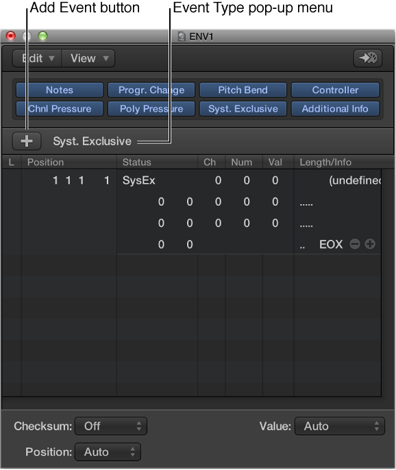 Figure. SysEx Fader Editor window.
