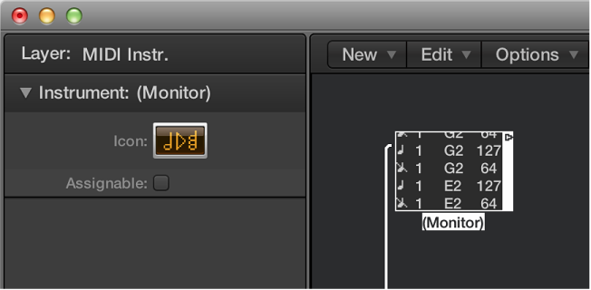 Figure. Environment window showing a monitor object and its inspector.