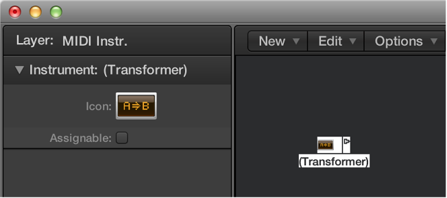 Figure. Environment window showing a transformer object and its inspector.