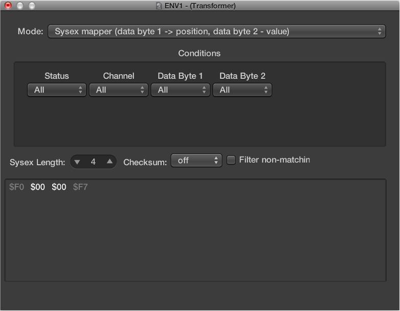 Figure. SysEx mapper in the Transformer window.