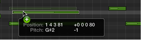Figure. Option-dragging to copy a note in the Piano Roll Editor.