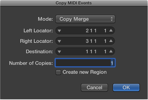 Figure. Copy MIDI Events dialog.
