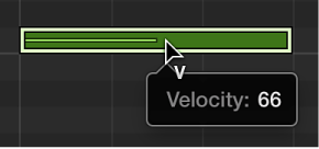 Figure. Piano Roll Editor showing Velocity tool over note event.