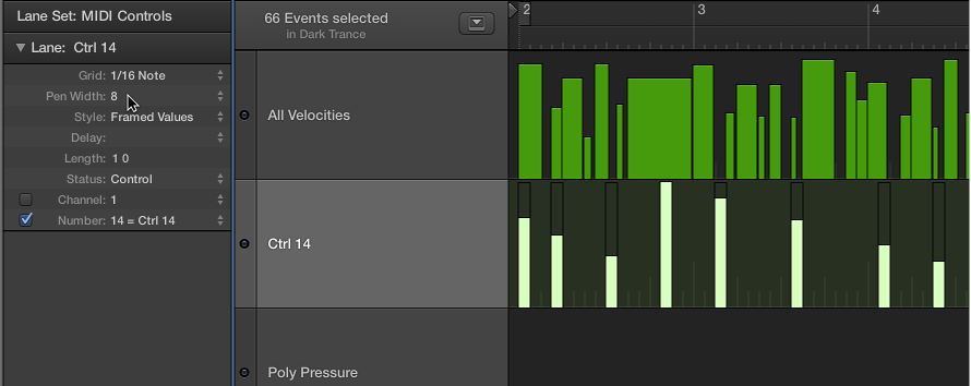 Figure. Pointer shown on the Pen Width value in inspector.