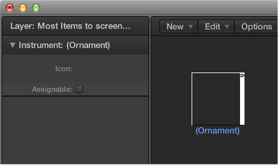 Figure. Environment window showing an ornament object and its inspector.