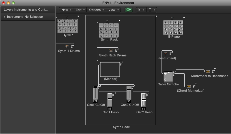 Figure. Environment window showing a variety of objects.