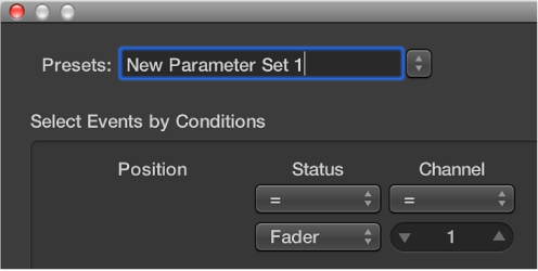 Figure. Entering a transform set name in the Presets menu.