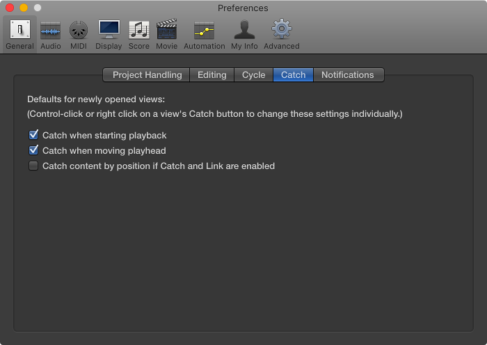 Figure. General Catch preferences.