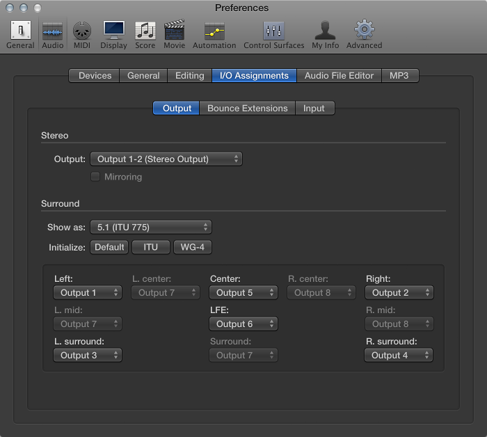 Figure. Output preferences.