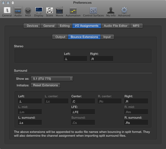 Figure. Bounce Extensions preferences.