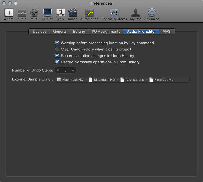 Figure. Sample Editor preferences.