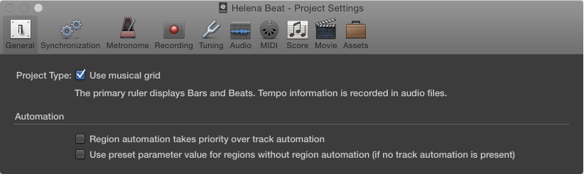 Figure. General settings.