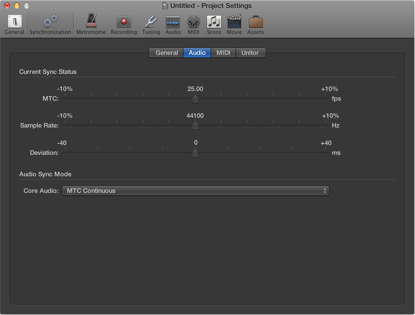 Figure. Audio Synchronization settings.