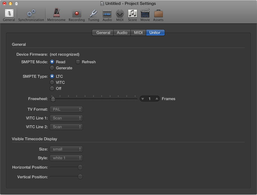 Figure. Unitor Synchronization settings.