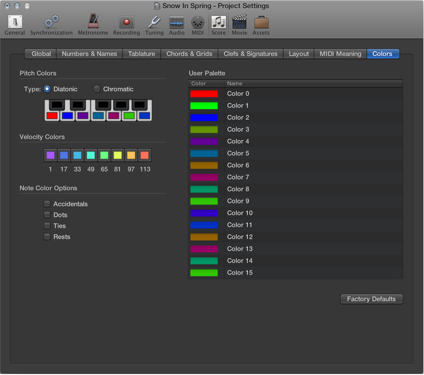 Figure. Score Colors settings.