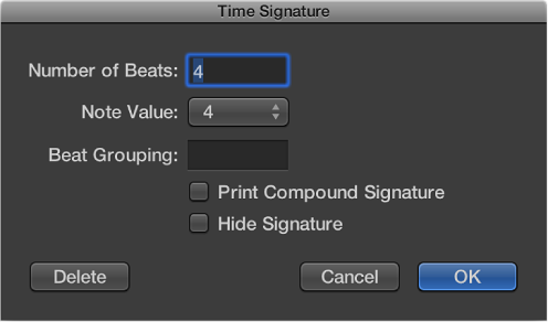 Figure. Time Signature dialog.