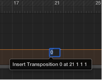 Figure. Transposition track showing entry of a transposition value in the field.