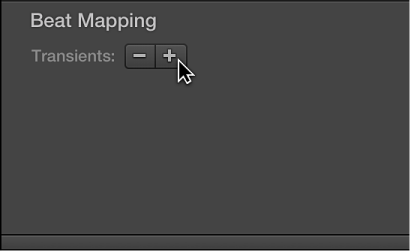 Figure. Beat Mapping track showing Minus and Plus buttons.