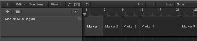 Figure. Markers in the Marker track.