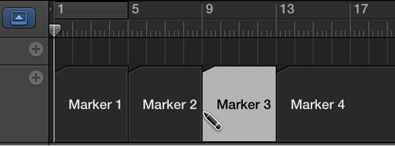 Figure. Creating a marker in the Marker track.