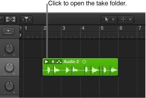 Figure. Pointing out the take folder disclosure triangle.